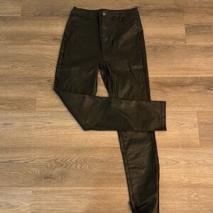 Black faux leather pants